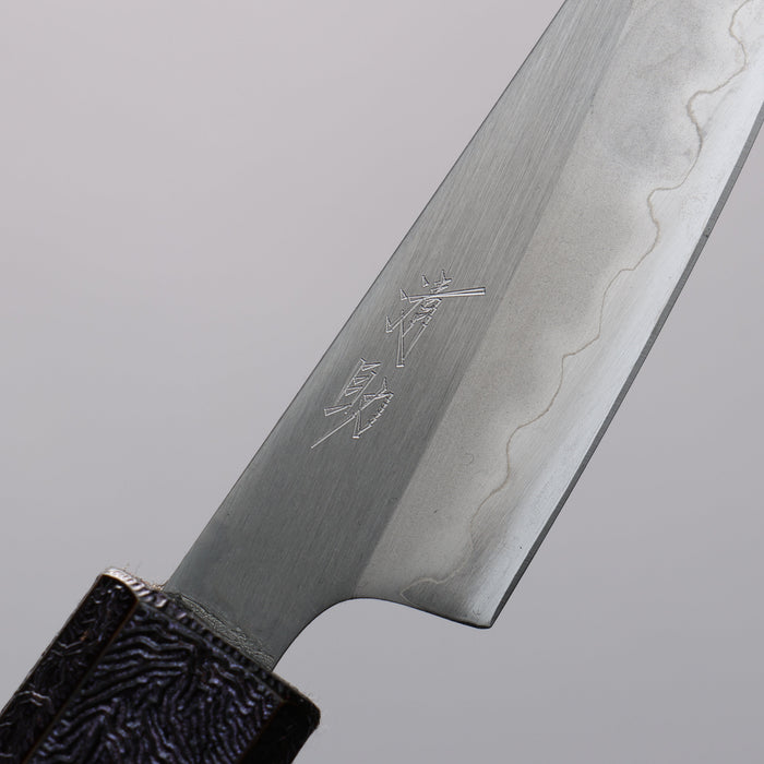 Seisuke White Steel No.1 Migaki Paring 80mm Purple Lacquered Oak Handle - Seisuke Knife
