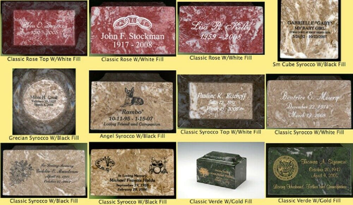 Small Cube Brown Granite Keepsake Cremation Urn, 18 Cubic Inches, TSA Approved
