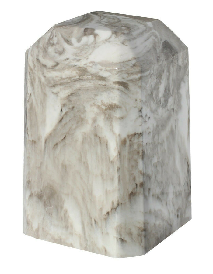 Small/Keepsake 36 Cubic Inch Beige Square Cultured Marble Cremation Urn Ashes