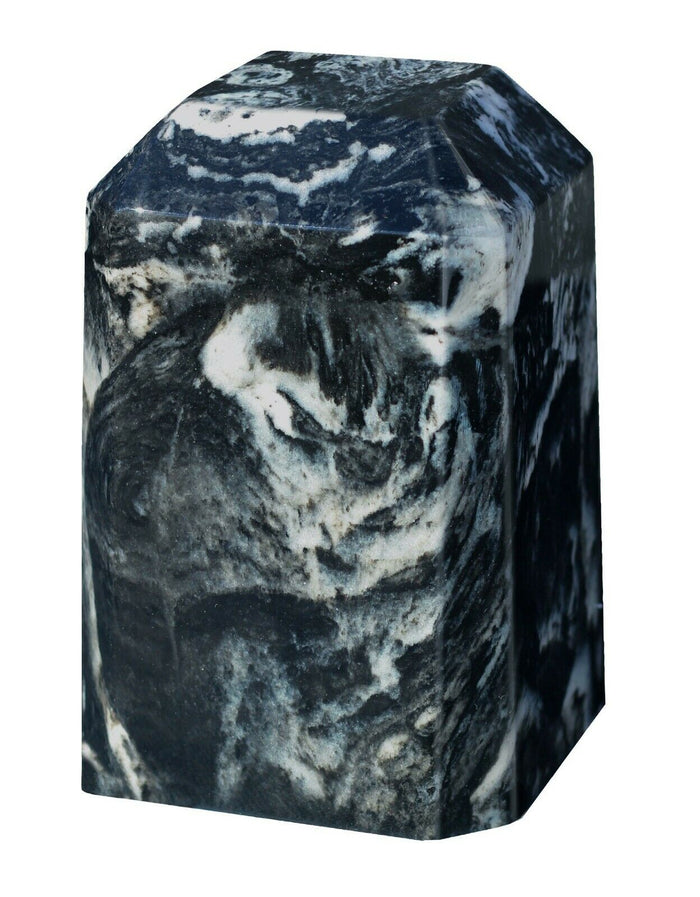 Small/Keepsake 36 Cubic Inch Black Marlin Square Cultured Marble Cremation Urn