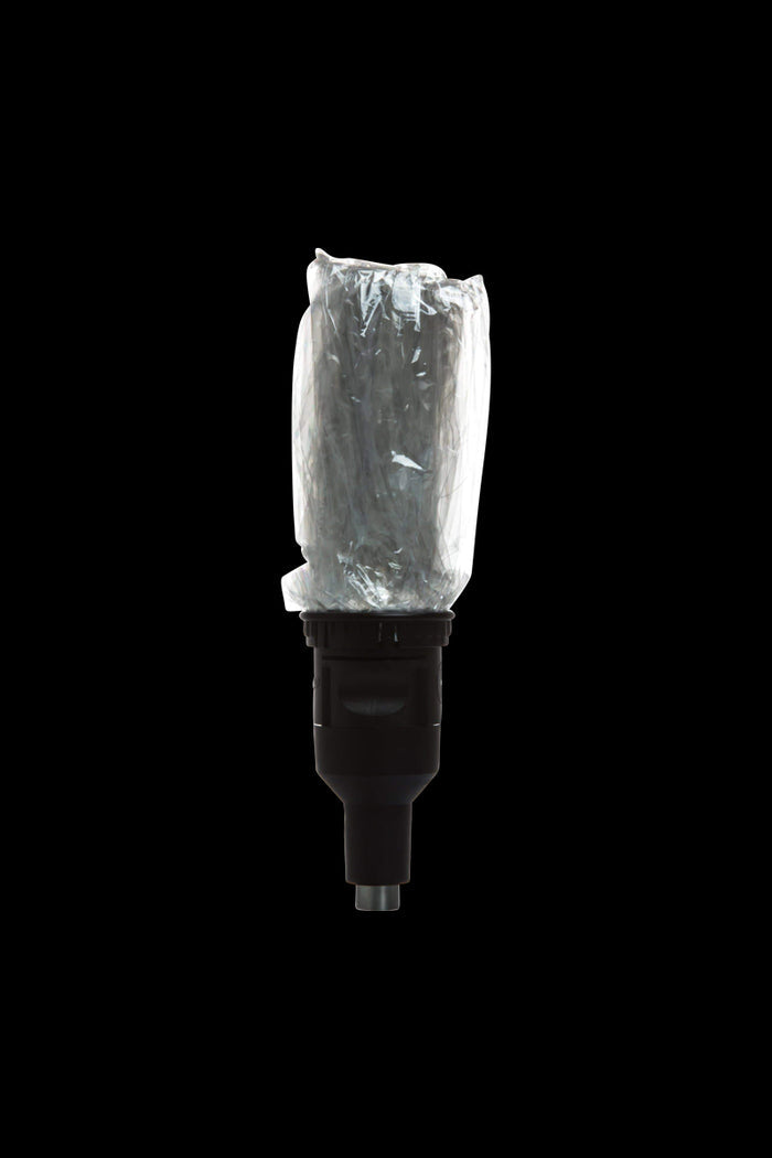 Close-up of the Volcano Solid Valve Starter Set, displaying the clear plastic valve bag attached to the black valve unit.