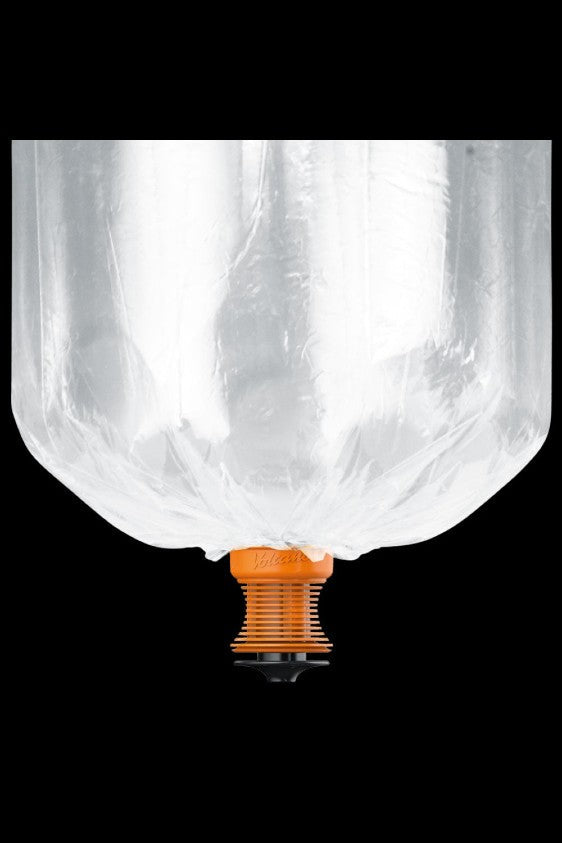Clear, inflated cannabis bubble bag for collecting trichomes and hash.