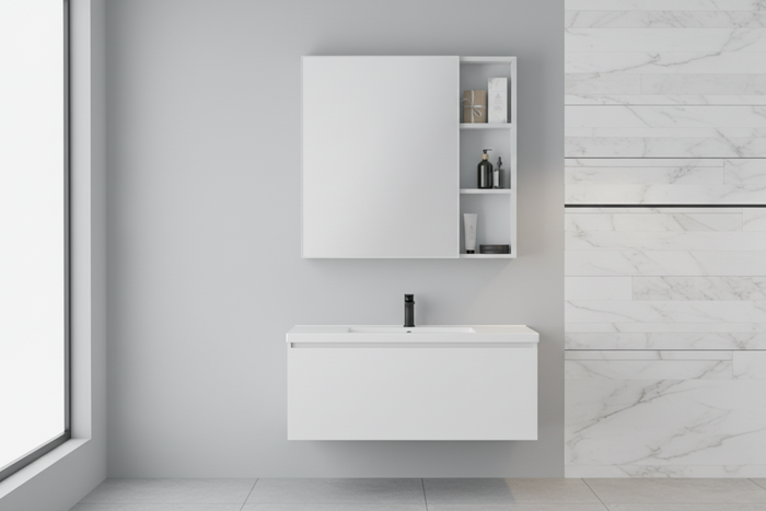 The European Bathroom Mirror Cabinet 700mm 100% WaterProof