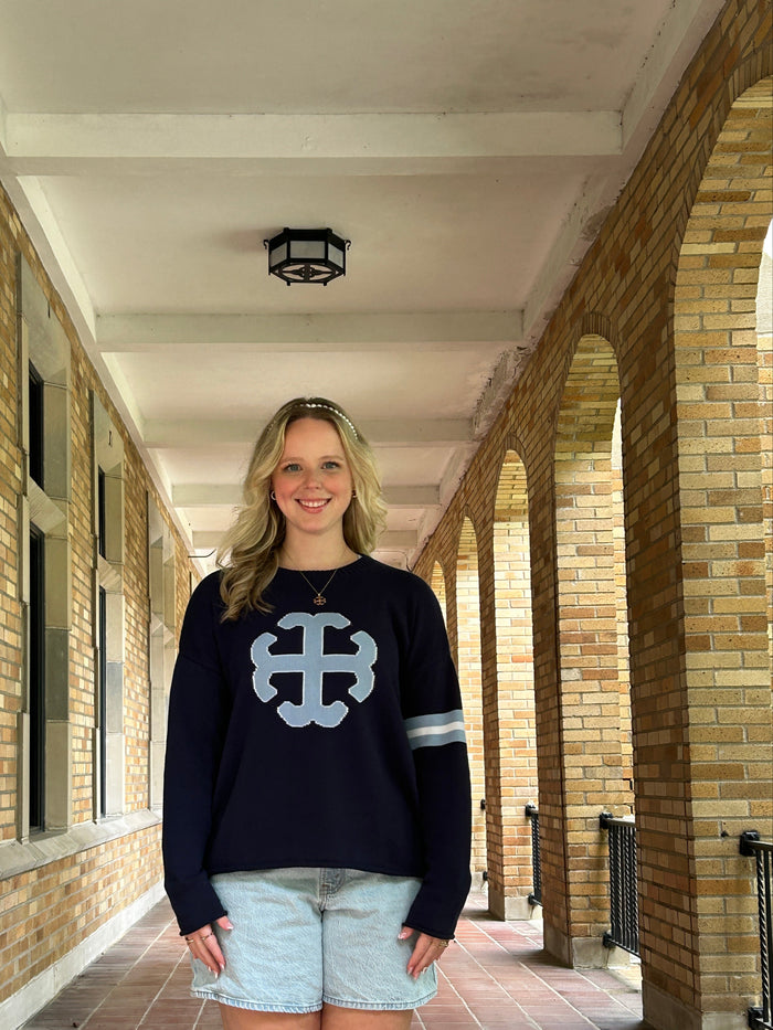 The French Cross Sweater | Saint Mary's College | Two Versions | PRE-ORDER | Navy | Belles Blue | White | Better in Blue Co.