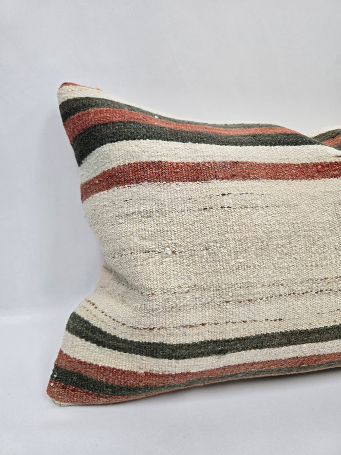 Turkish Hemp Pillow Cushion Natural Brown Cream Pillow Cushion Cover 16" x 24" #9021