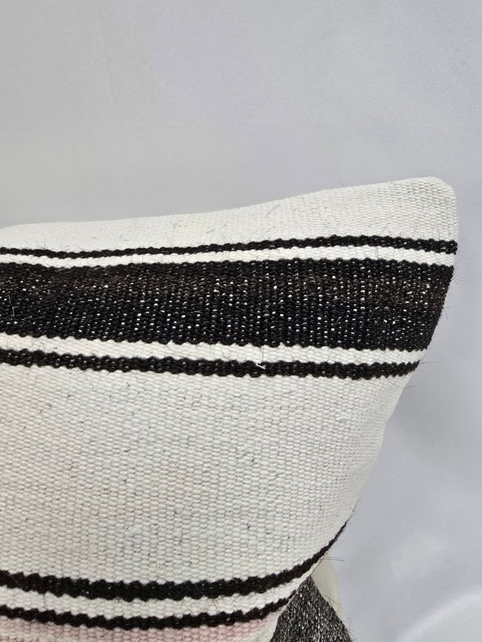 Turkish Hemp Pillow Cushion Natural Cream Black Gray Pillow Cushion Cover 16" x 24" #9144