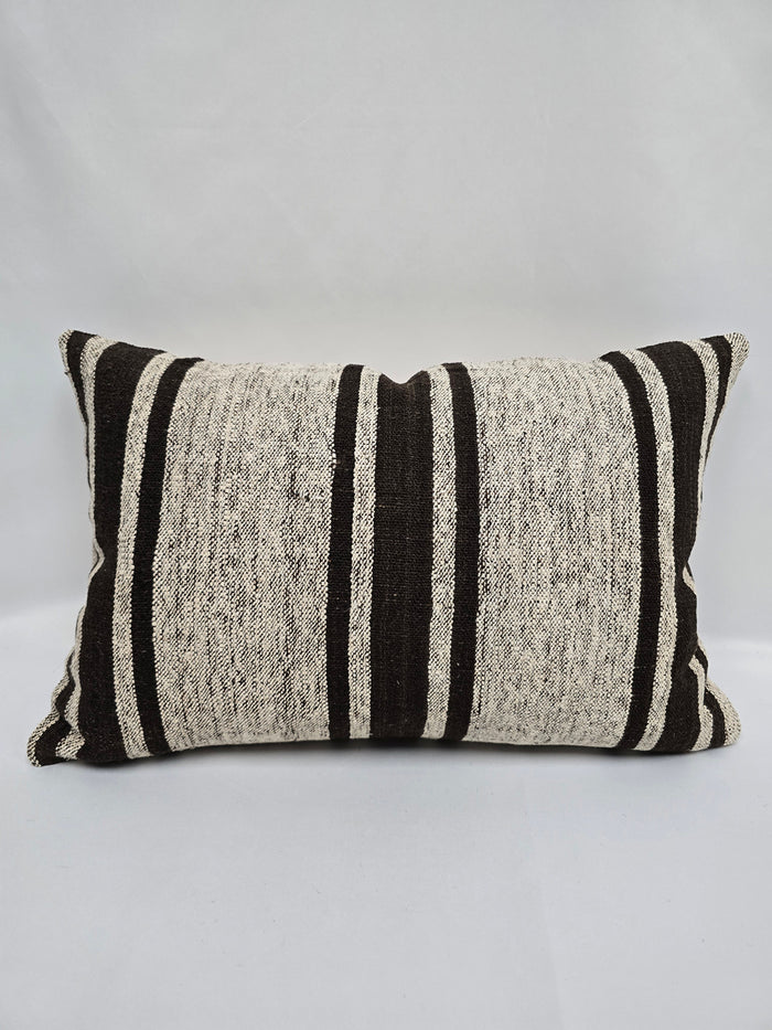 Turkish Hemp Pillow Cushion Natural Cream Black Pillow Cushion Cover 16" x 24" #9136