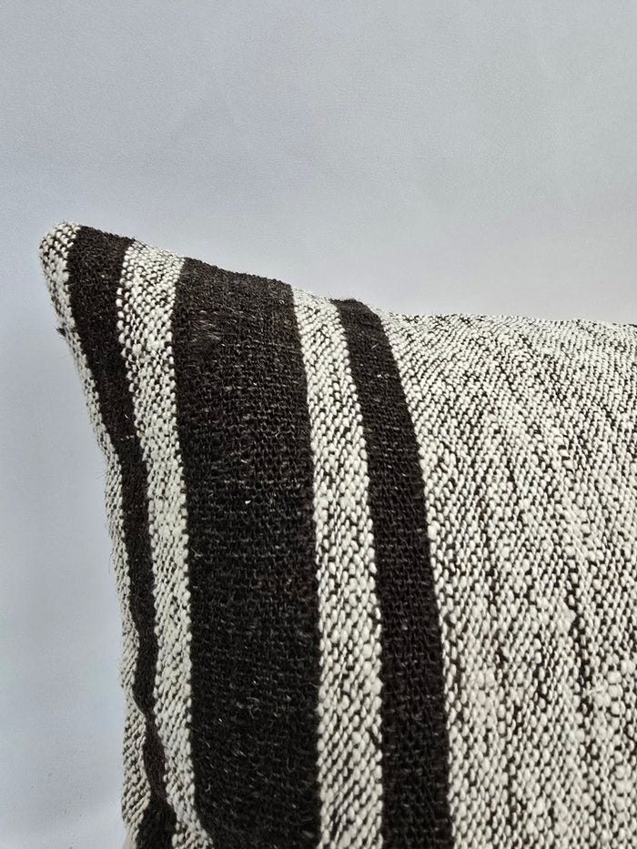 Turkish Hemp Pillow Cushion Natural Cream Black Pillow Cushion Cover 16" x 24" #9136