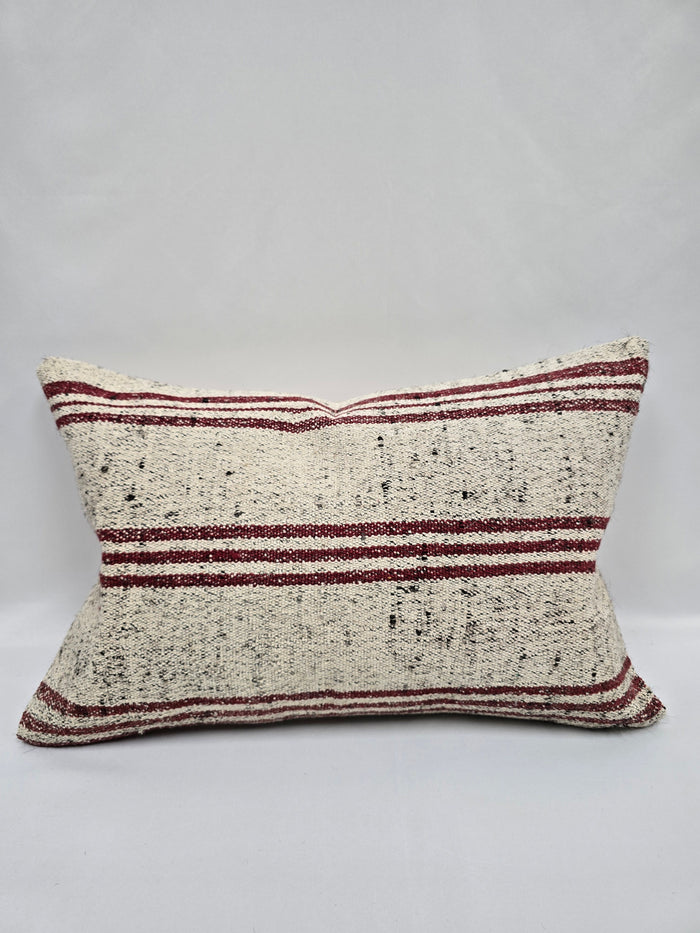 Turkish Hemp Pillow Cushion Natural Cream Black Pillow Cushion Cover 16" x 24" #9154