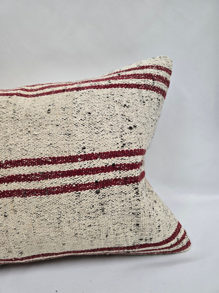 Turkish Hemp Pillow Cushion Natural Cream Black Pillow Cushion Cover 16" x 24" #9159