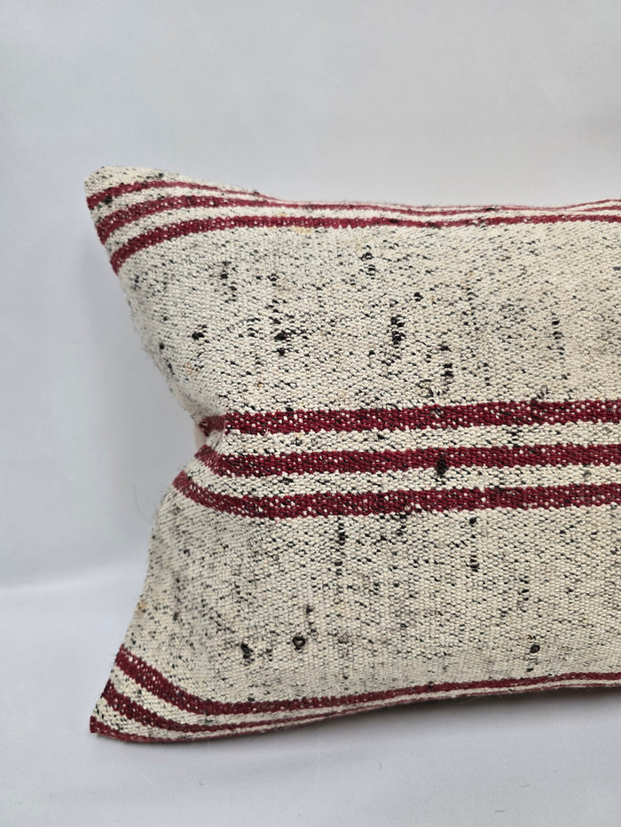 Turkish Hemp Pillow Cushion Natural Cream Black Pillow Cushion Cover 16" x 24" #9159