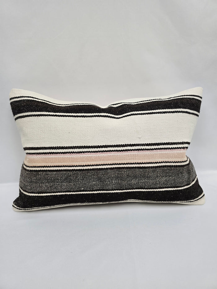 Turkish Hemp Pillow Cushion Natural Cream Black Pink Pillow Cushion Cover 16" x 24" #9147