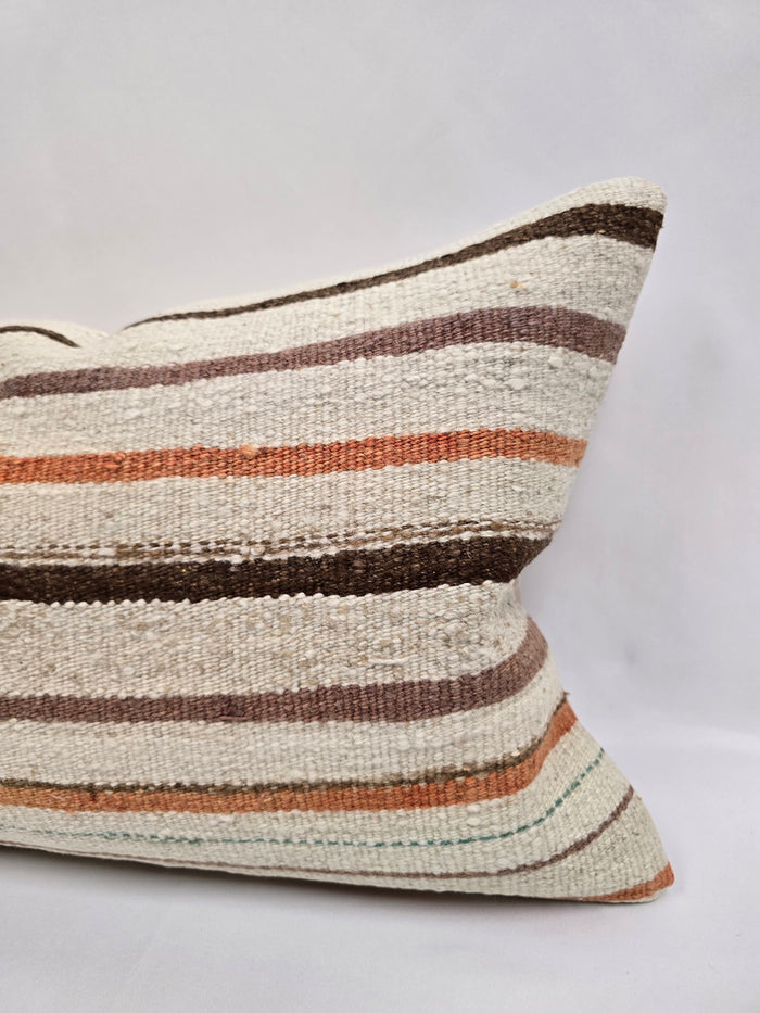 Turkish Hemp Pillow Cushion Natural Cream Brown Green Pillow Cushion Cover 16" x 24" #9014