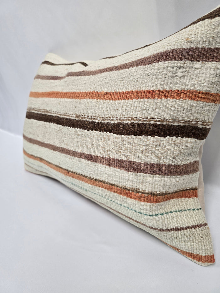 Turkish Hemp Pillow Cushion Natural Cream Brown Green Pillow Cushion Cover 16" x 24" #9014