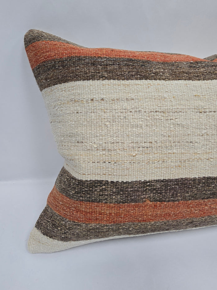 Turkish Hemp Pillow Cushion Natural Cream Brown Pillow Cushion Cover 16" x 24" #9008