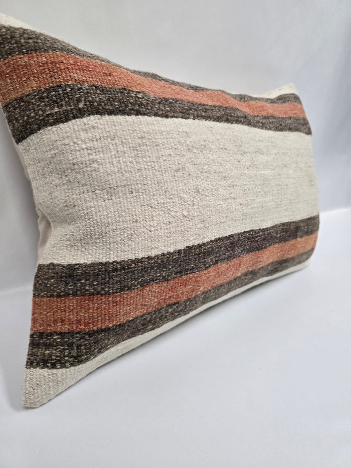 Turkish Hemp Pillow Cushion Natural Cream Brown Pillow Cushion Cover 16" x 24" #9013