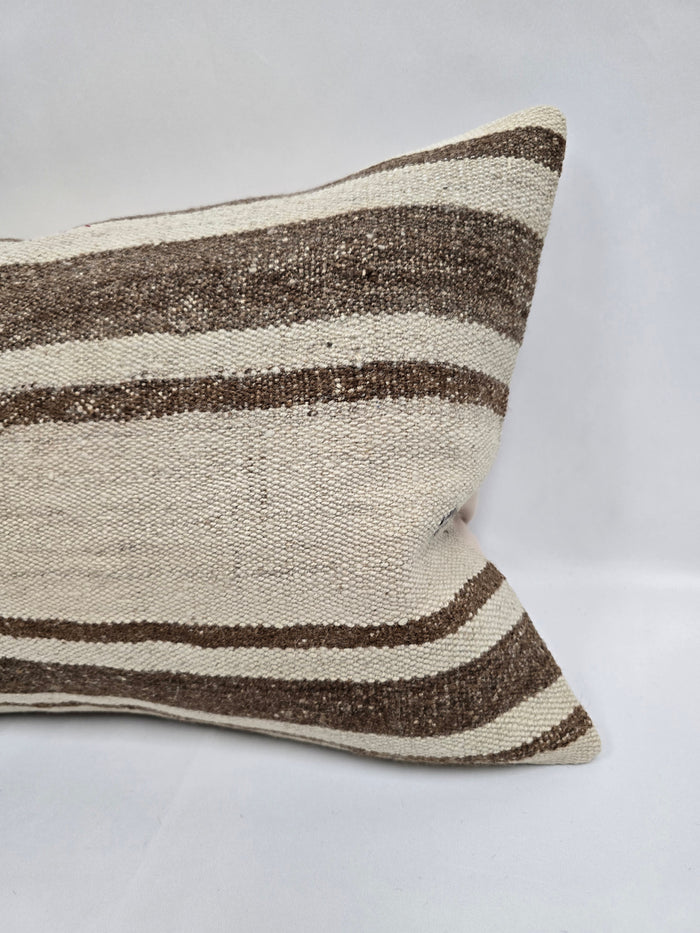 Turkish Hemp Pillow Cushion Natural Cream Brown Pillow Cushion Cover 16" x 24" #9134