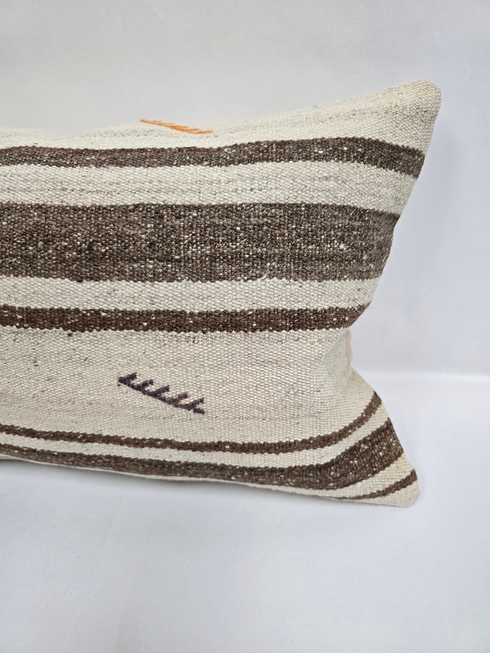 Turkish Hemp Pillow Cushion Natural Cream Brown Pillow Cushion Cover 16" x 24" #9140