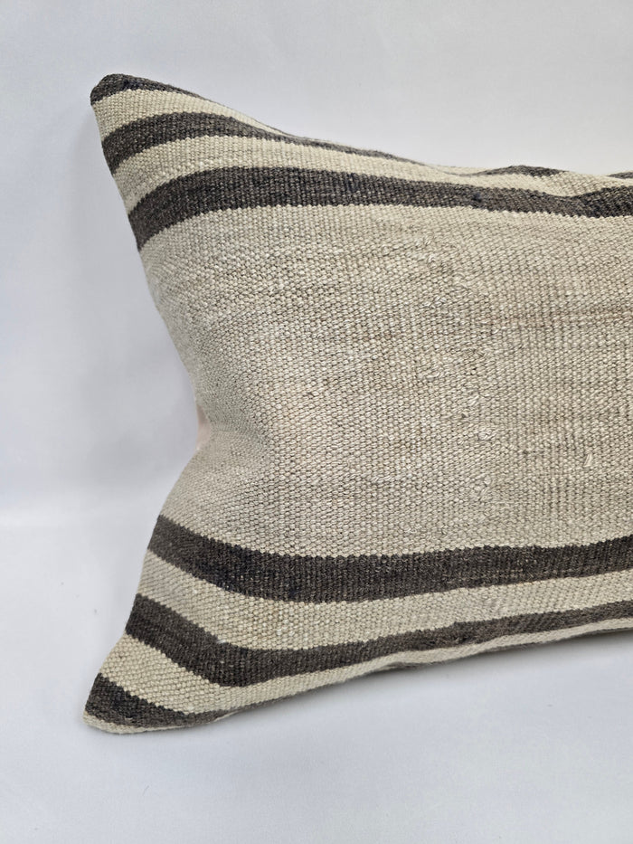 Turkish Hemp Pillow Cushion Natural Cream Brown Pillow Cushion Cover 16" x 24" #9153