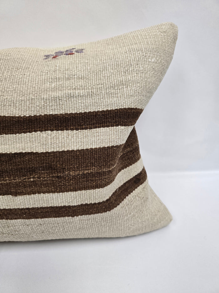 Turkish Hemp Pillow Cushion Natural Cream Brown Pillow Cushion Cover 16" x 24" #9165