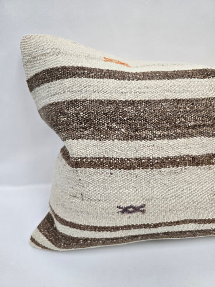 Turkish Hemp Pillow Cushion Natural Cream Brown Pillow Cushion Cover 16" x 24" #9162