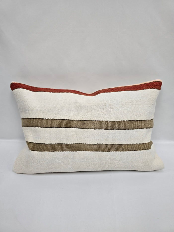 Turkish Hemp Pillow Cushion Natural Cream Green Red Pillow Cushion Cover 16" x 24" #9017