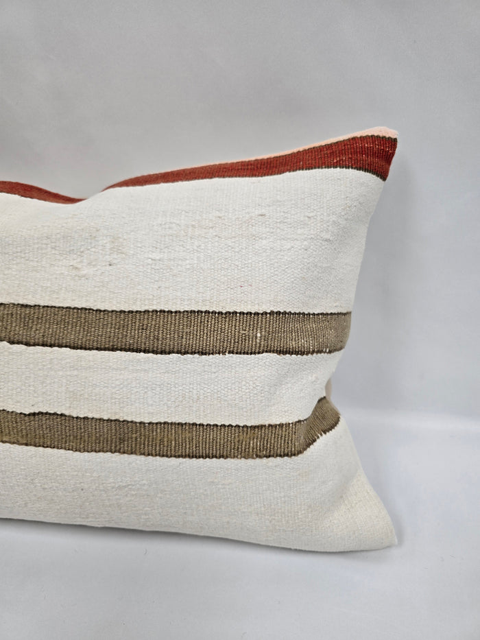 Turkish Hemp Pillow Cushion Natural Cream Green Red Pillow Cushion Cover 16" x 24" #9017