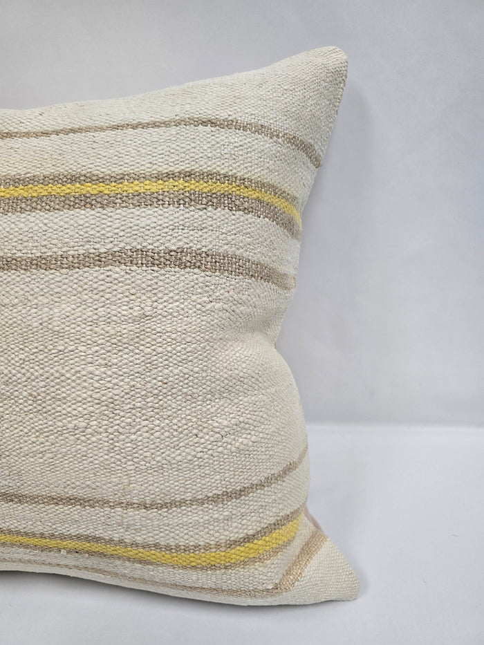 Turkish Hemp Pillow Cushion Natural Cream Yellow Pillow Cushion Cover 24" x 24" #9343