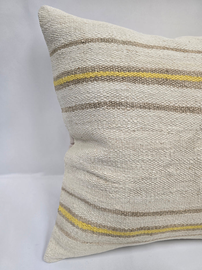 Turkish Hemp Pillow Cushion Natural Cream Yellow Pillow Cushion Cover 24" x 24" #9343