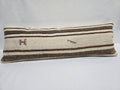 Turkish Lumbar Rug Pillow Cream Brown Cushion Cover Hemp Pillow 14" x 40" #9457
