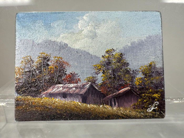 Vintage Artist Victor Franco Countryside Cabin Signed Original Painting