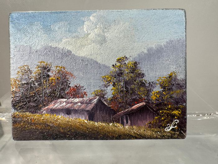 Vintage Artist Victor Franco Countryside Cabin Signed Original Painting