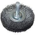 WIRE WHEEL 50 X 12MM MOUNTED WERN - 6MM SHANK - 0.3MM WIRE