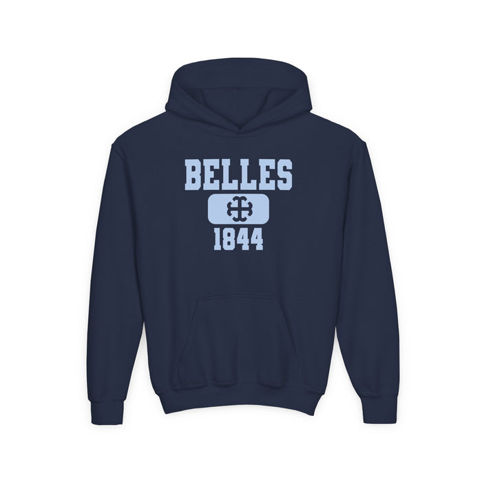 Youth Saint Mary's College Belles 1844 Heavy Blend Hooded Sweatshirt | French Cross | Better in Blue Co.
