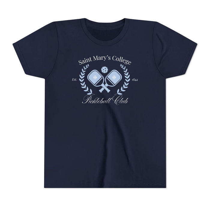 Youth Saint Mary's College Pickleball Club Short Sleeve Tee | French Cross | Better in Blue Co.
